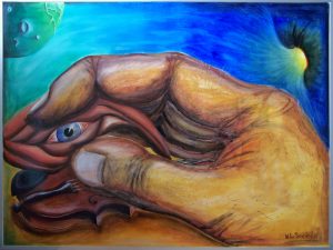 10 minutes before dark (voorzijde) - 90 x 125 cm waterverf op papier Ä 2400